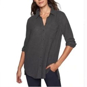 Athleta Dark Charcoal Gray Button-Down Shirt